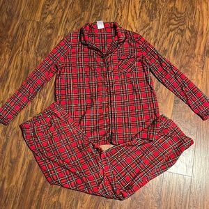 Women’s Red Plaid Flannel Pajama Pant Set